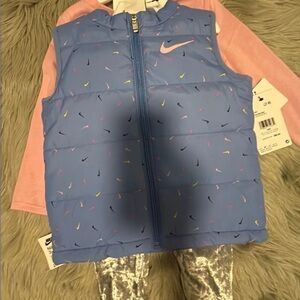 Nike Kids Light Blue Puffer Vest with Multicolor Accents